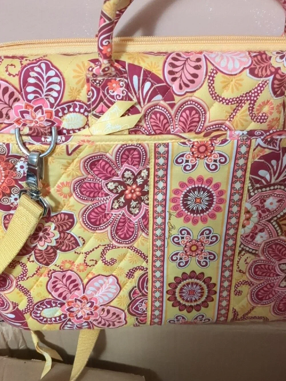 Vera Bradley Yellow Pink Floral Laptop Bag